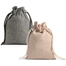 GIBRALTAR. Recycled cotton gift bag (70%) and polyester (30% rPET) (140 g/m²) / Black