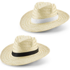 EDWARD POLI. Natural straw hat with polyester ribbon