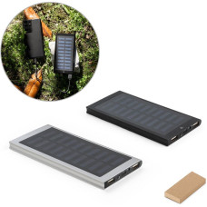 CLERK. 8.000 mAh power bank with solar panel in 100% recycled aluminium
