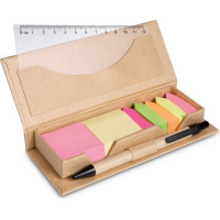 Sticky memo set recycked w/pen