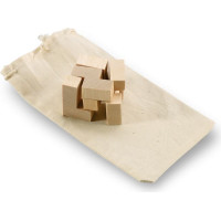Wooden puzzle in cotton pouch