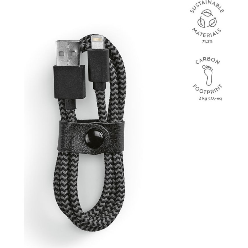 Bernoulli Cable rPET. 1m USB-A to Lightning. Fast Charge
