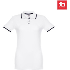 Th Clothes® THC ROME WOMEN WH. Women's Polo Shirt with contrast colour trim and buttons