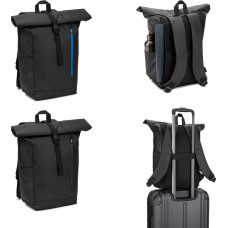 OSASCO BPACK. Roll top backpack with a zip system design that allows the top to be rolled up to fit the volume of the backpack, made from 600D recycled polyester