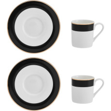 Mikasa LUXE DECO ESPRESSO KAFIJAS SERVĪZE 2 PERS, TASE 100ML AR APAKŠTASI, PORCELĀNS, Mikasa