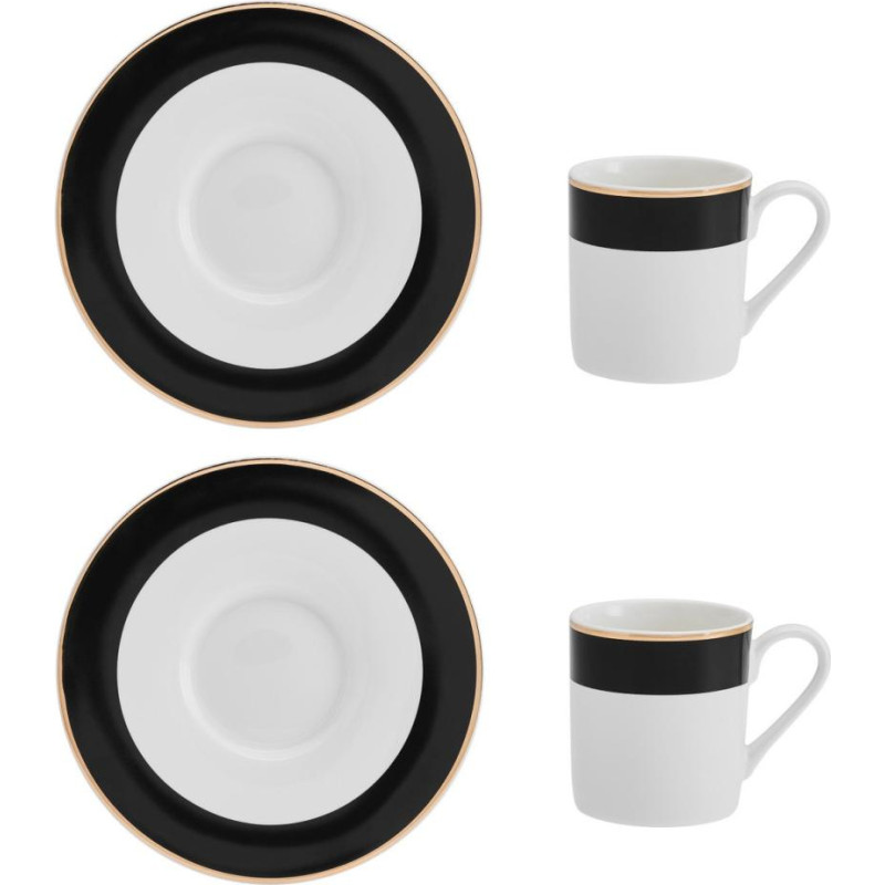 Mikasa LUXE DECO ESPRESSO KAFIJAS SERVĪZE 2 PERS, TASE 100ML AR APAKŠTASI, PORCELĀNS, Mikasa